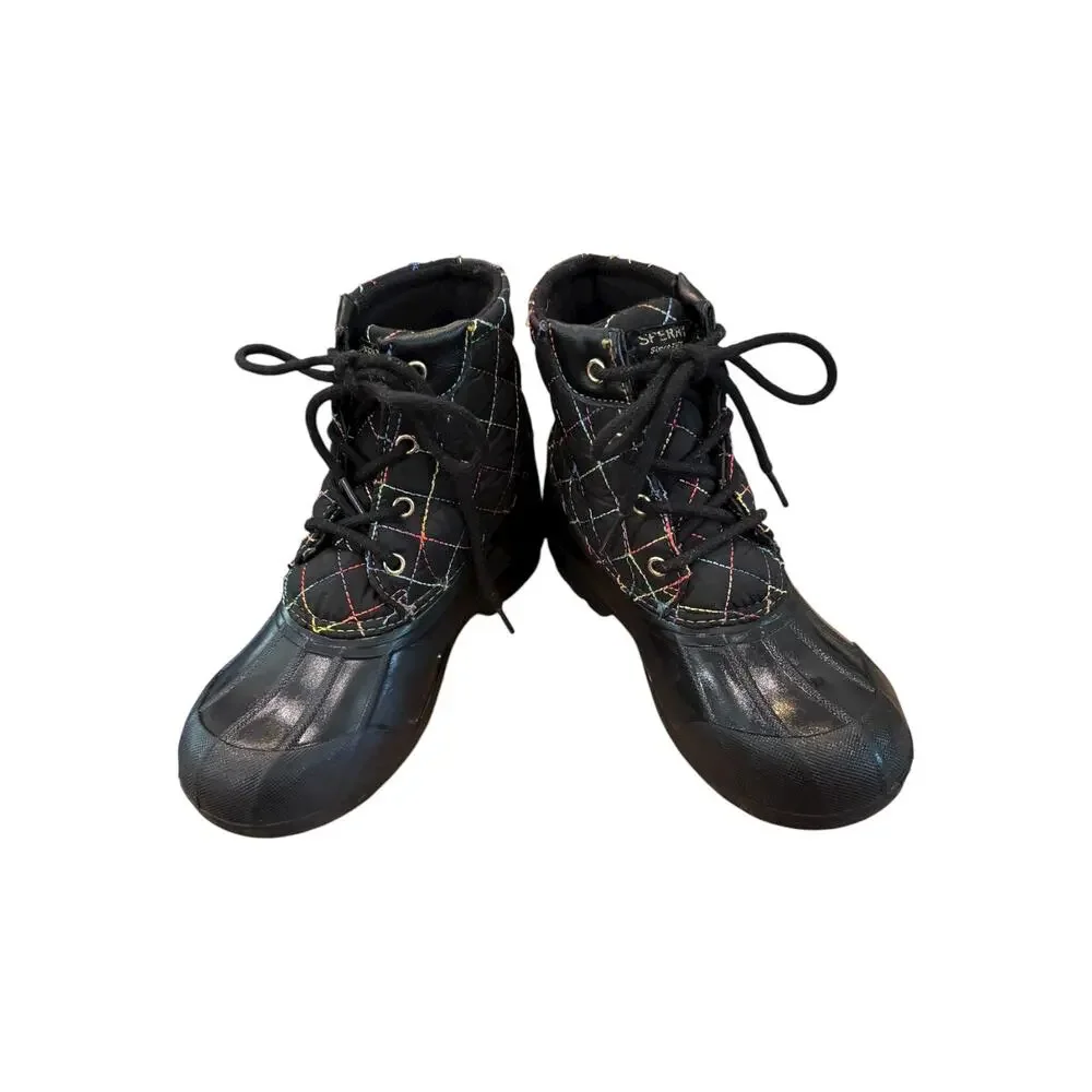 Sperry Port Rainbow Weather Duck Boots Black Kids 2M